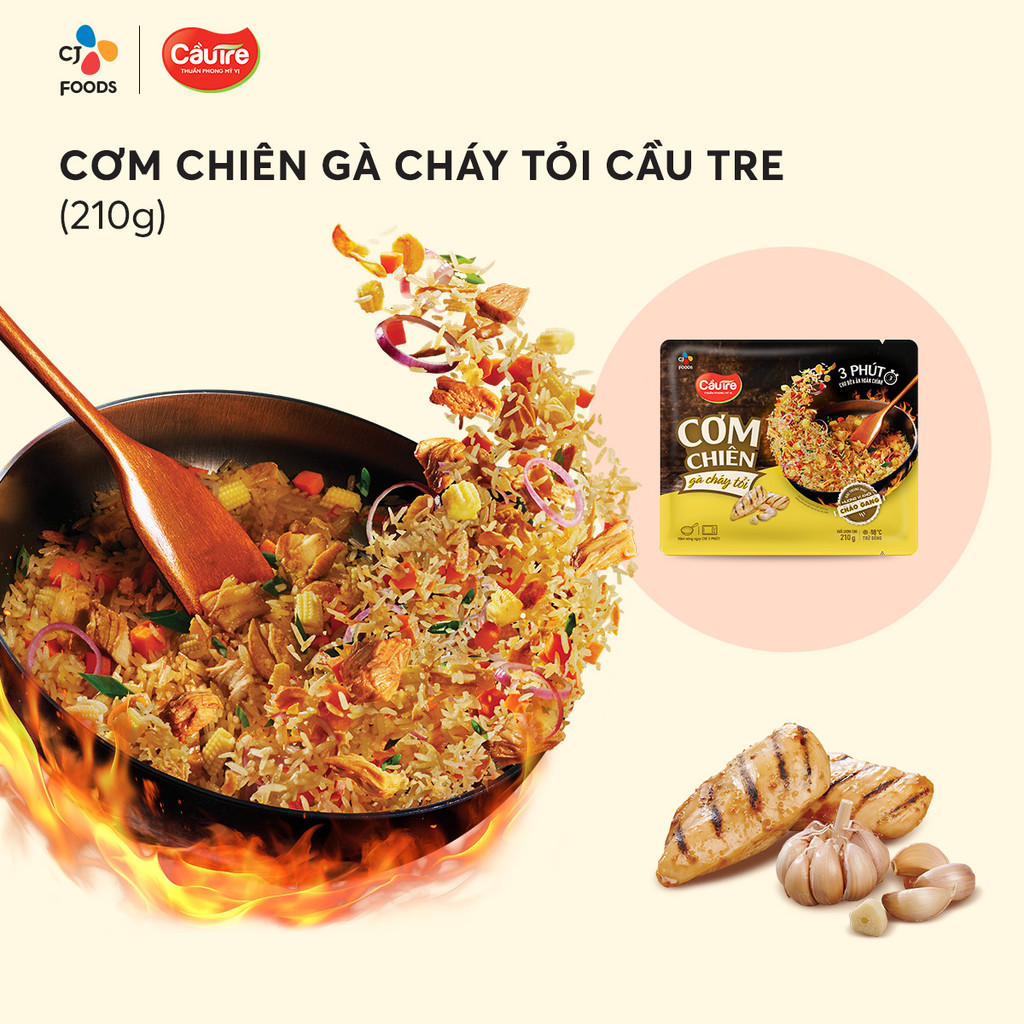 Mô tả Combo 4 cơm chiên Cầu Tre 210g x 4 (Hải sản, Dưa bò, Gà cháy tỏi, Kim chi xúc xích) - 1