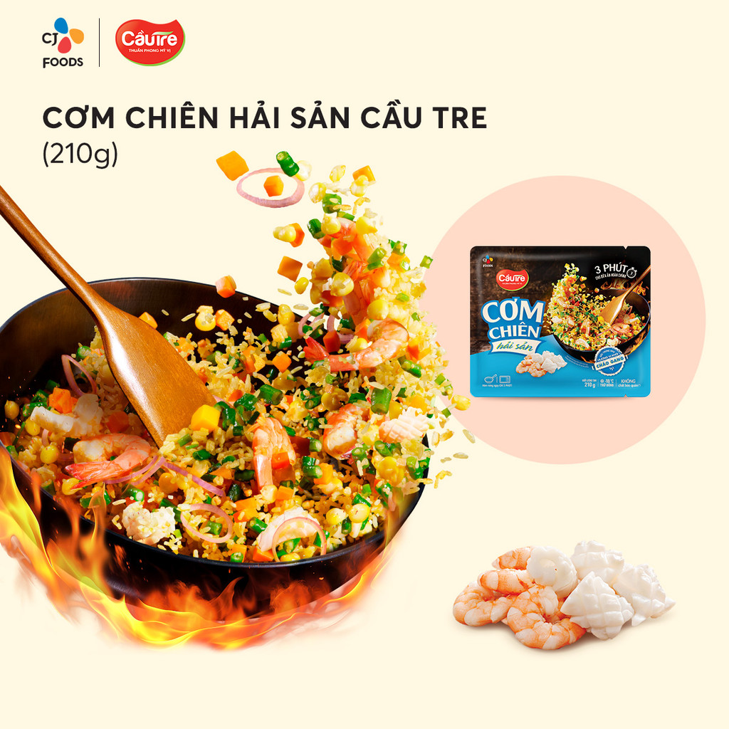 Mô tả Combo 4 cơm chiên Cầu Tre 210g x 4 (Hải sản, Dưa bò, Gà cháy tỏi, Kim chi xúc xích) - 2