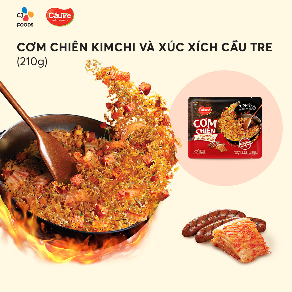 Mô tả Combo 4 cơm chiên Cầu Tre 210g x 4 (Hải sản, Dưa bò, Gà cháy tỏi, Kim chi xúc xích) - 3