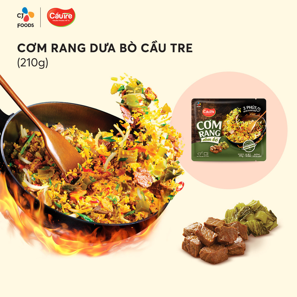 Mô tả Combo 4 cơm chiên Cầu Tre 210g x 4 (Hải sản, Dưa bò, Gà cháy tỏi, Kim chi xúc xích) - 4