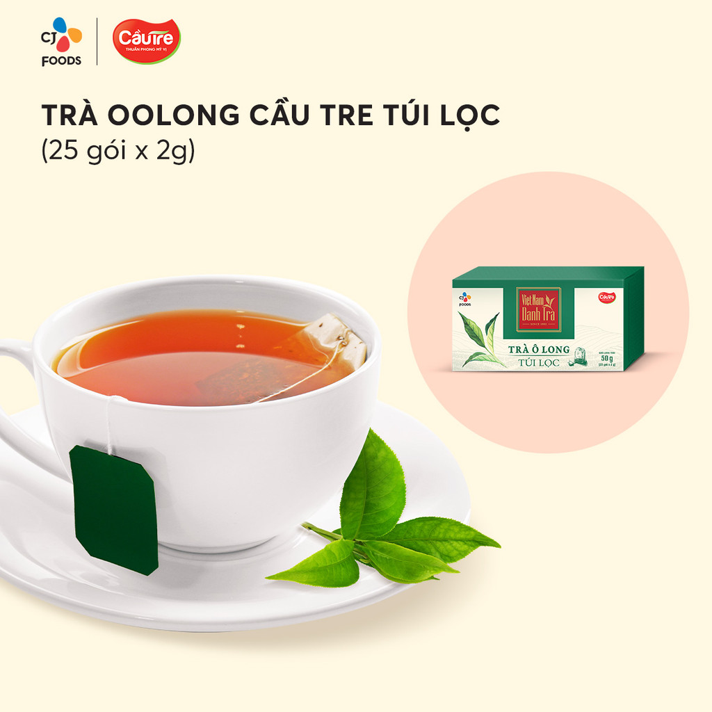 Mô tả Trà Oolong Túi Lọc Cầu Tre - 1 hộp (25 gói) / 3 hộp (75 gói) (Trà túi lọc o long/ô long pha chế) - 1