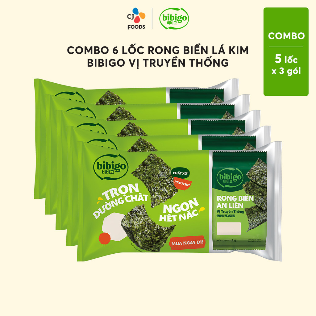 Mô tả COMBO siêu tiết kiệm Rong biển lá kim ăn liền Bibigo Hàn Quốc - 2