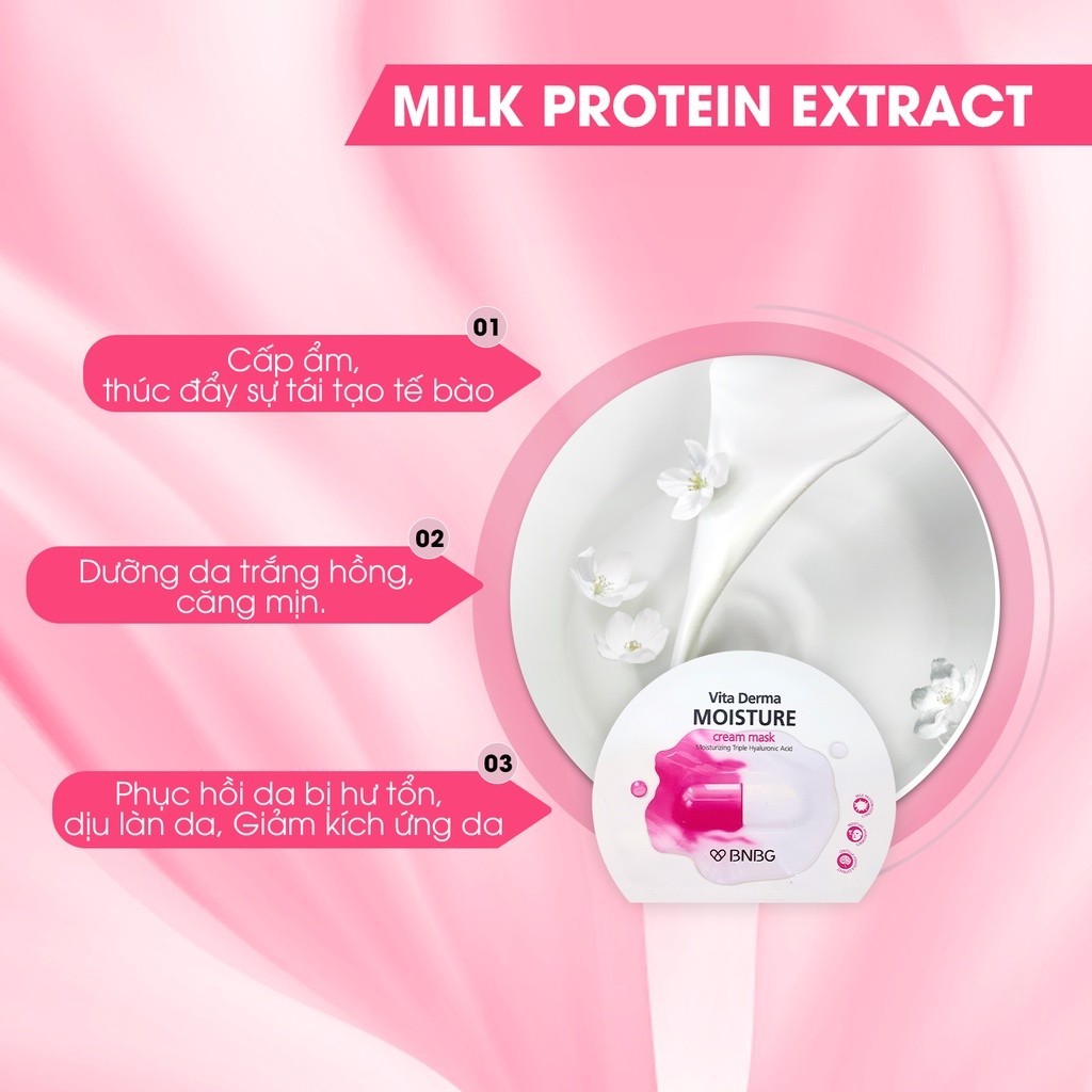 Mô tả Combo 10 Mặt Nạ BNBG Hỗ Trợ Cấp Ẩm Đa Tầng Sáng Hồng Làn Da BNBG Vita Derma Moisture Cream Mask 30mlx10 - 4