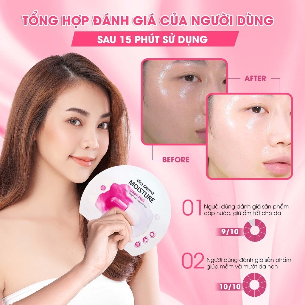 Mô tả Combo 10 Mặt Nạ BNBG Hỗ Trợ Cấp Ẩm Đa Tầng Sáng Hồng Làn Da BNBG Vita Derma Moisture Cream Mask 30mlx10 - 8