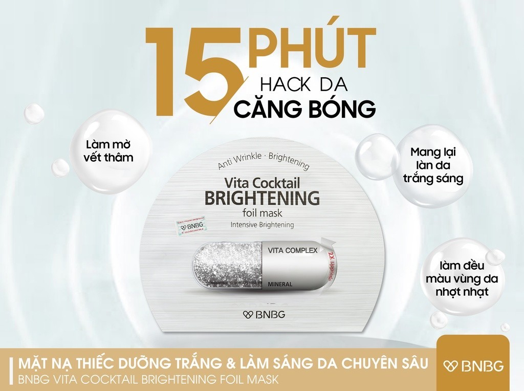Mô tả Mặt nạ Sáng da BNBG Vita Cocktail Brightening Foil Mask Intensive Whitening 30ml (Miếng lẻ) - 1