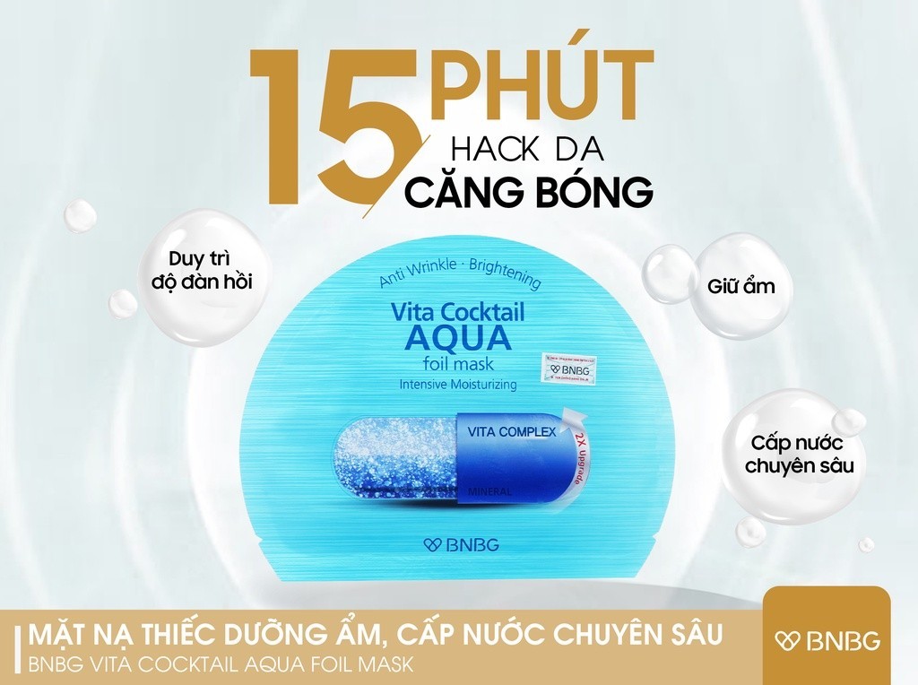 Mô tả Mặt nạ cấp ẩm chuyên sâu BNBG Vita Cocktail Aqua Foil Mask Intensive Moisturizing 30ml (Miếng lẻ) - 1