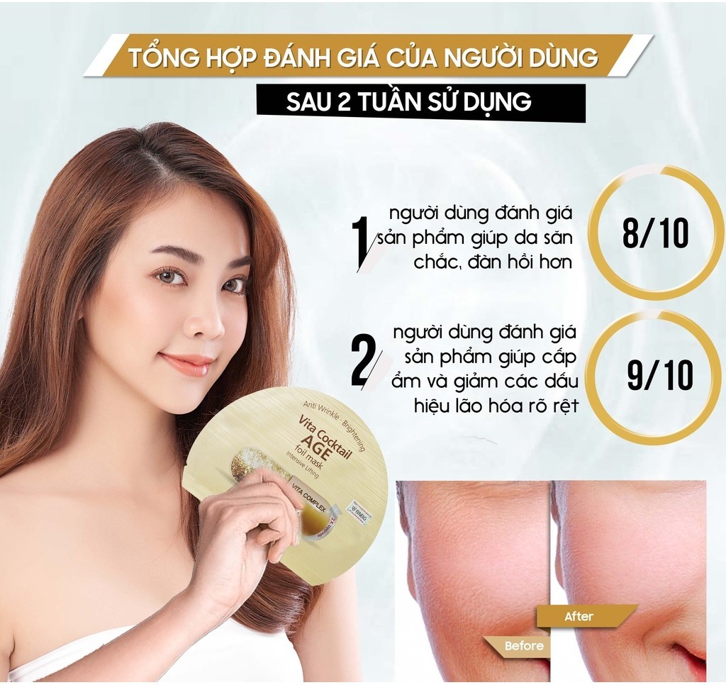 Mô tả Combo 10 Mặt Nạ BNBG Hỗ Trợ Chống Lão Hóa, Giảm Nếp Nhăn BNBG Vita Cocktail Age Foil Mask 30mlx10 - 4