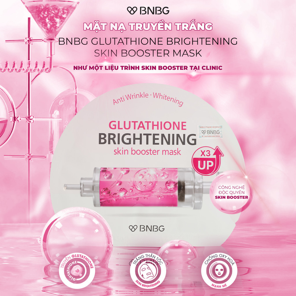 Mô tả Combo 10 Mặt Nạ BNBG Tinh Chất Tăng Cường GLUTATHIONE Hỗ Trợ Làm Sáng Và Dưỡng Trắng Da 30mlx10 - 1