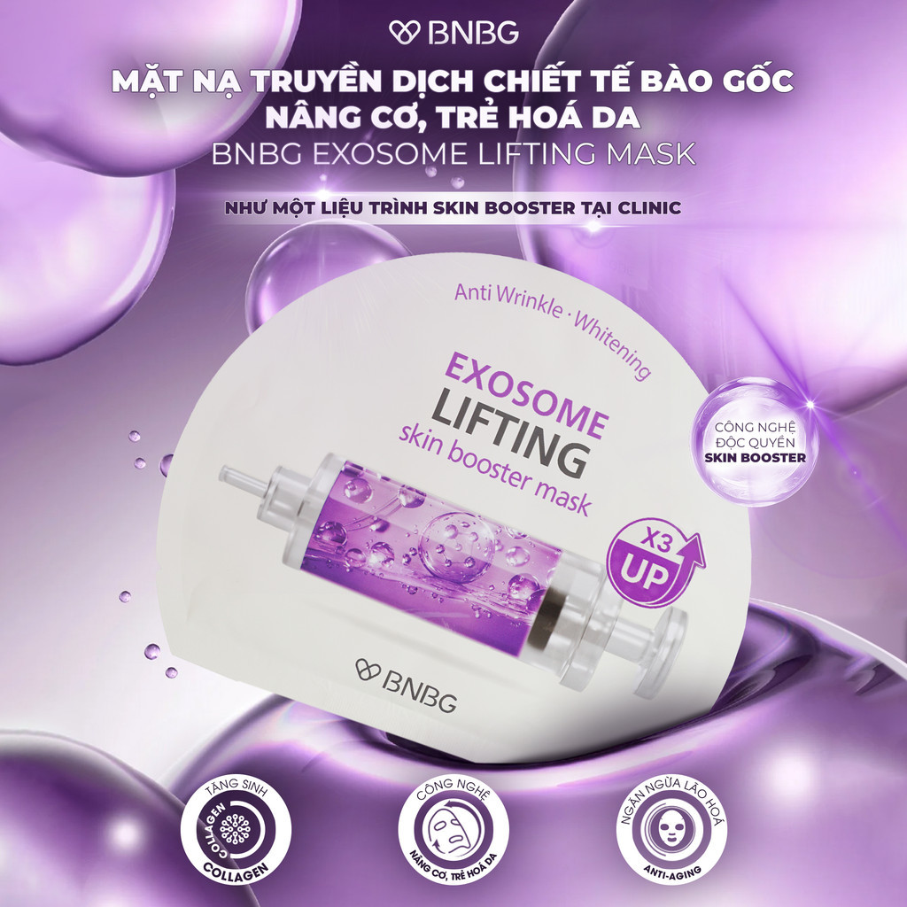 Mô tả Combo 10 Mặt Nạ BNBG Tinh Chất Hỗ Trợ Tăng Cường EXOSOME Hỗ Trợ Giảm Lão Hóa 30mlx10 - 1