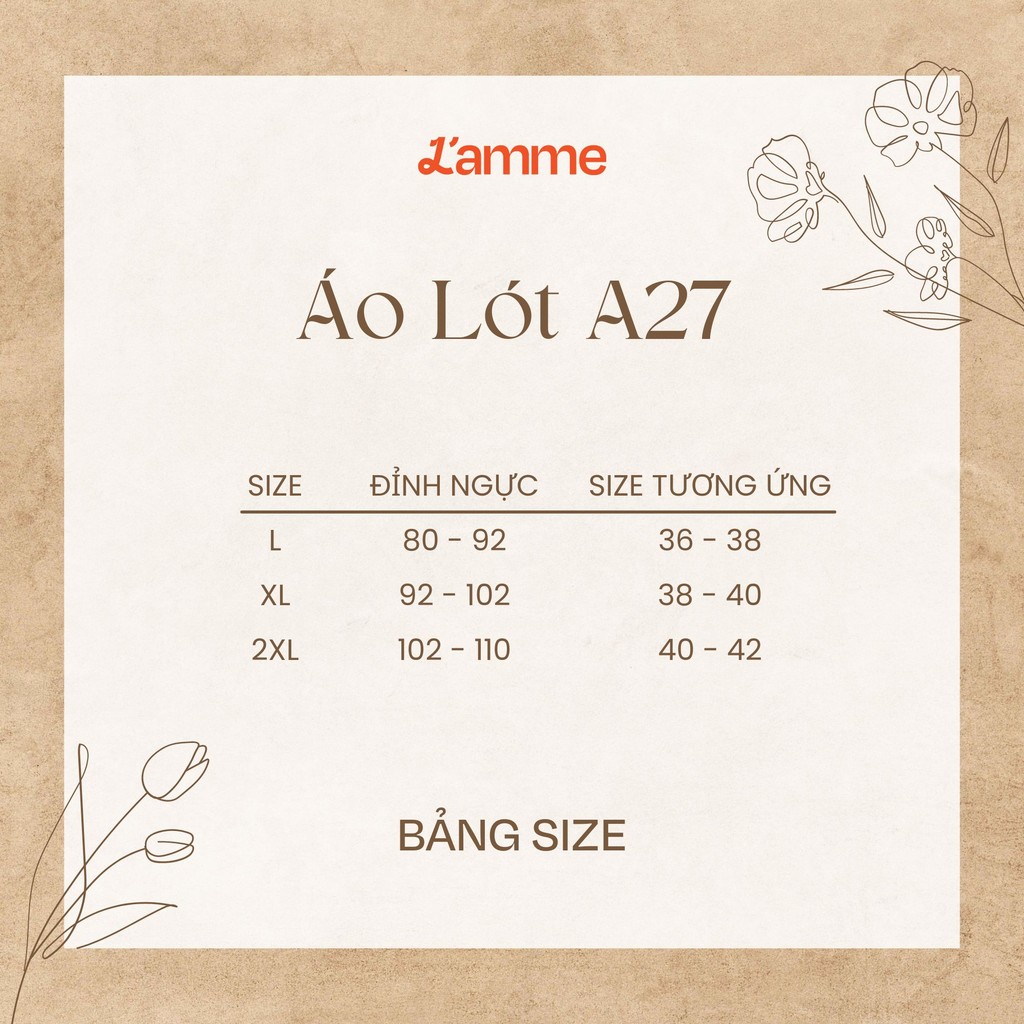 Mô tả Áo lót bầu gom ngực, nâng ngực siêu nhẹ không gọng chống chảy xệ chất liệu su co giãn đàn hồi áo ngực A27 L'AMME - 5