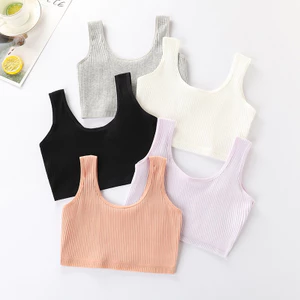 Áo lót không đệm, áo lá cho bé gái chất liệu cotton gân trơn hai lớp dày dặn Maruka Fashion