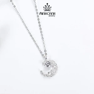 Dây Chuyền Bạc Nữ Mặt Trăng Đính Đá Sang Trọng - Minh Canh Jewelry
