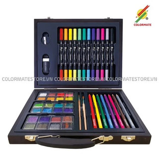 Bộ Màu Vẽ Hộp Gỗ Cao Cấp Art Set Chi Tiết Tặng Bé Học Mỹ Thuật Sáng Tạo