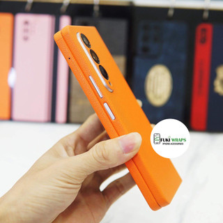 Miếng dán Skin Mặt Lưng Full Viền Vân Da Màu Cam S25 Ultra S23 Ultra Fold 4  Fold 3  Flip 4  Flip 3 S24 Ultra