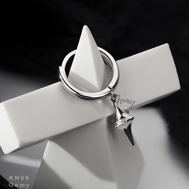 Khuyên tai nam tròn bạc 925 ngôi sao cá tính unisex Starlight (1 chiếc) | GEMY SILVER KN66