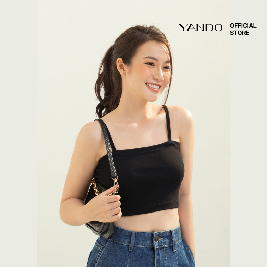 Áo croptop Nữ hai dây thời trang YANDO AT12-Chất liệu Thun thun borip – co giãn Đen Trắng 2 màu