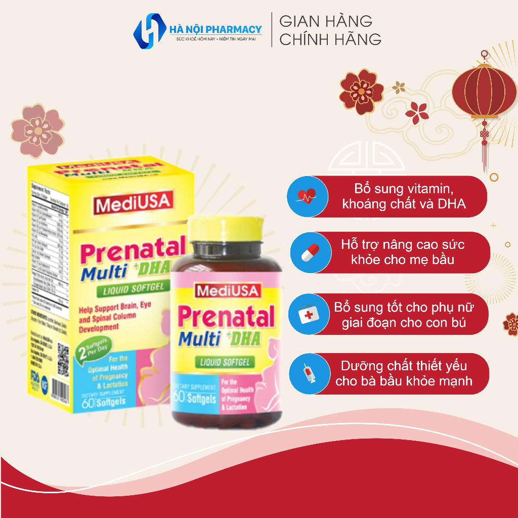 Viên uống bổ bầu bổ sung vitamin tổng hợp cho bà bầu MediUSA Prenatal