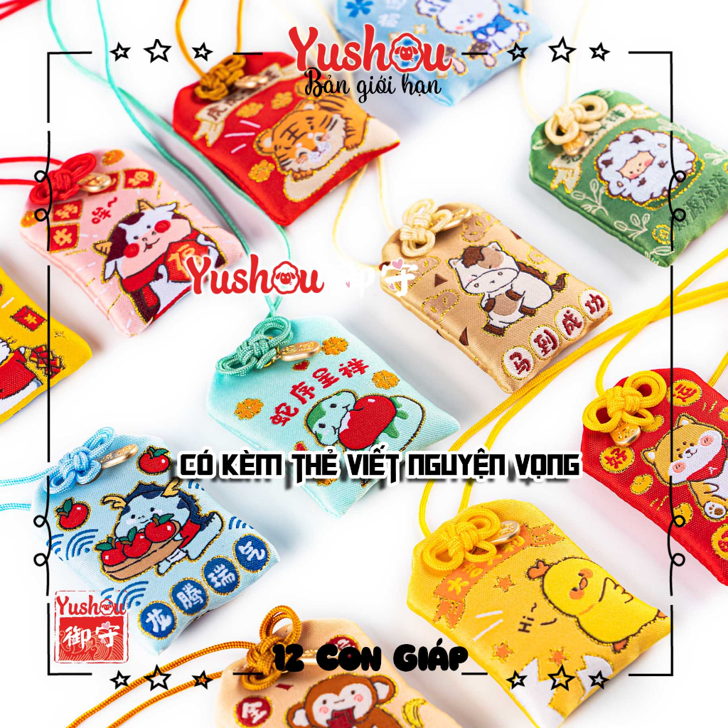 Túi Phước Yushou May Mắn Con Giáp Tụ Phúc - Bản giới hạn - Kiểu Omamori Nhật, Có sẵn, Quà tặng ý nghĩa.