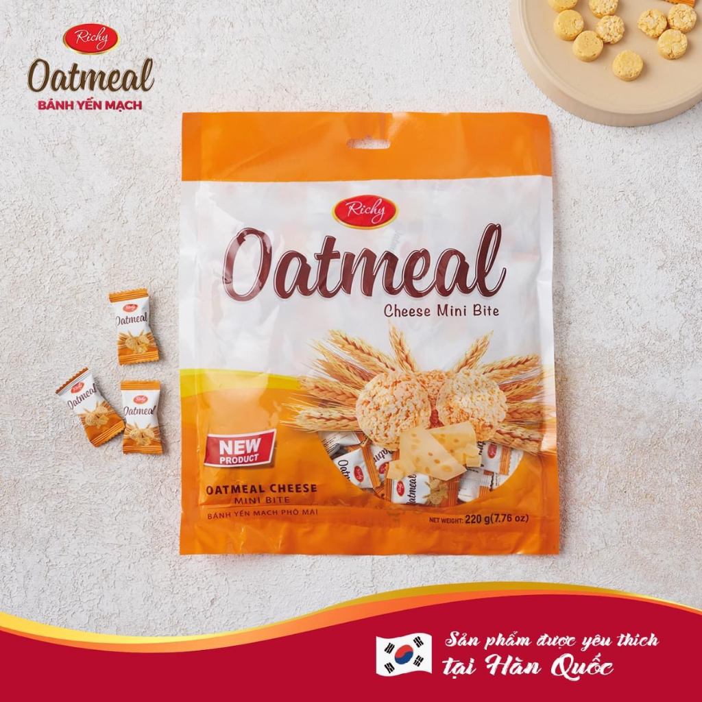 [MUA 3 TẶNG 1 QUAT]  Combo 2 Túi Yến Mạch Richy mini bite vị Phô Mai 220g