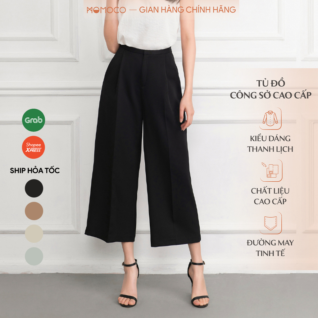 Quần Culottes Suông 1 Ly MOMOCO ESSENTIALS Basic Ankle Culottes Dáng Ngắn Chất Liệu Tuýt Si Mát M2776 spe
