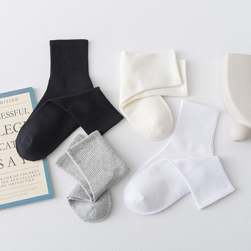 [ Mua 5 tặng 1] Combo 5 đôi vớ thể thao nam nữ trắng đen chất cotton 3B thoáng khí, mềm mịn