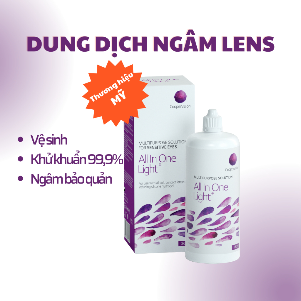 Dung dịch ngâm lens All In One Light đa chức năng dành cho mắt nhạy cảm ...