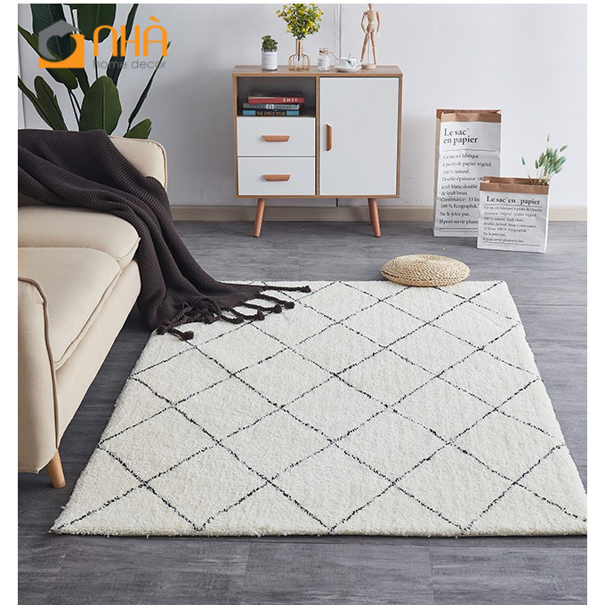 Thảm Trải Sàn Trang Trí Lông Len Đế Canvas Sang Trọng PA9563