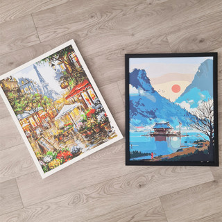 [TỔNG HỢP] Tranh tô màu, Tranh sơn dầu số hóa tự tô Madoca chủ đề PHONG CẢNH (có khung 40x50cm)