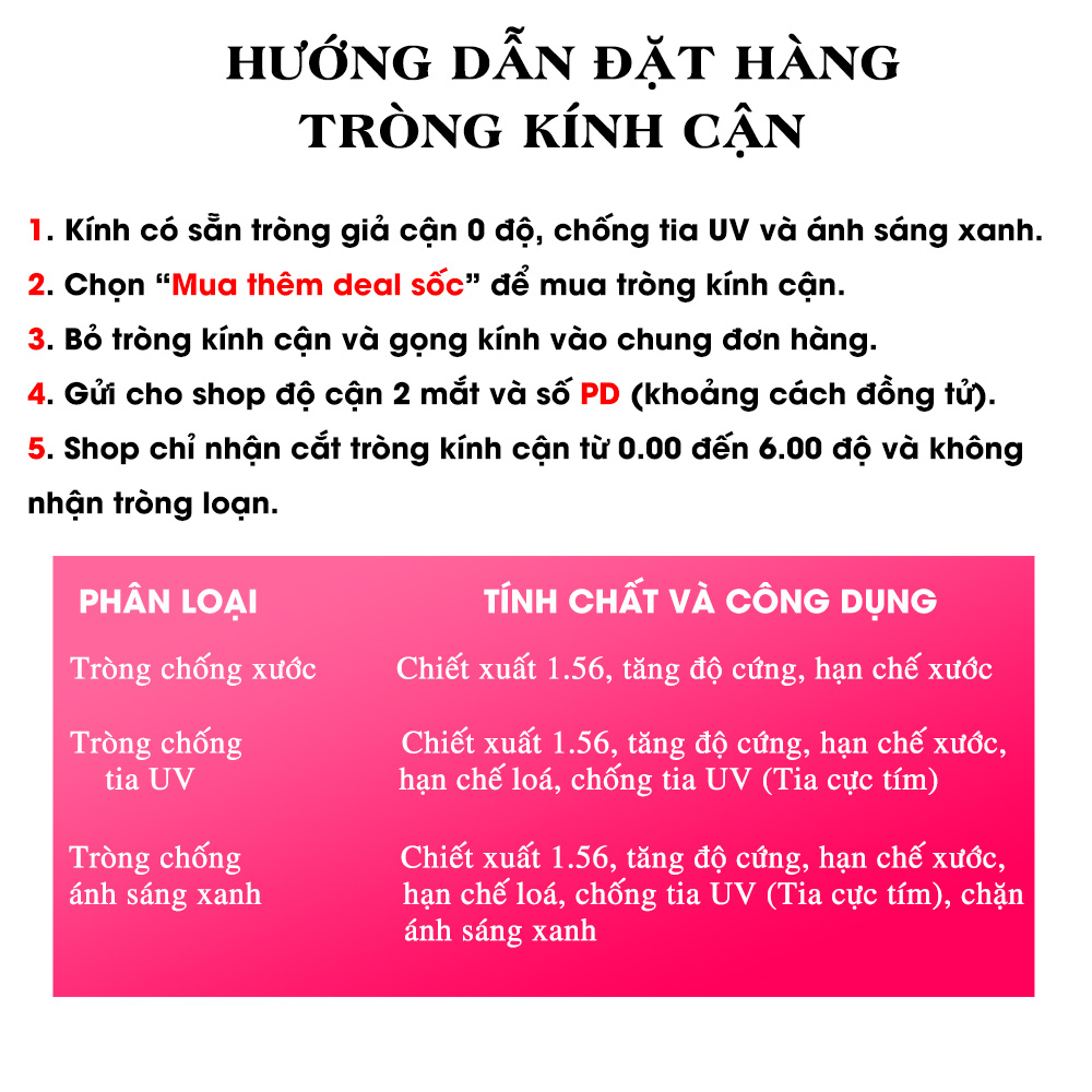 Ảnh Tròng kính cận có độ 7K cho gọng kính  tròn, chữ nhật, chống xước, tia UV, ánh sáng xanh, khoảng độ cận 0.00 - 6.00Dp 2