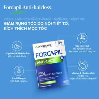 Viên uống Arkopharma Forcapil Anti-Chute hỗ trợ tóc, móng chắc khỏe (30 viên)