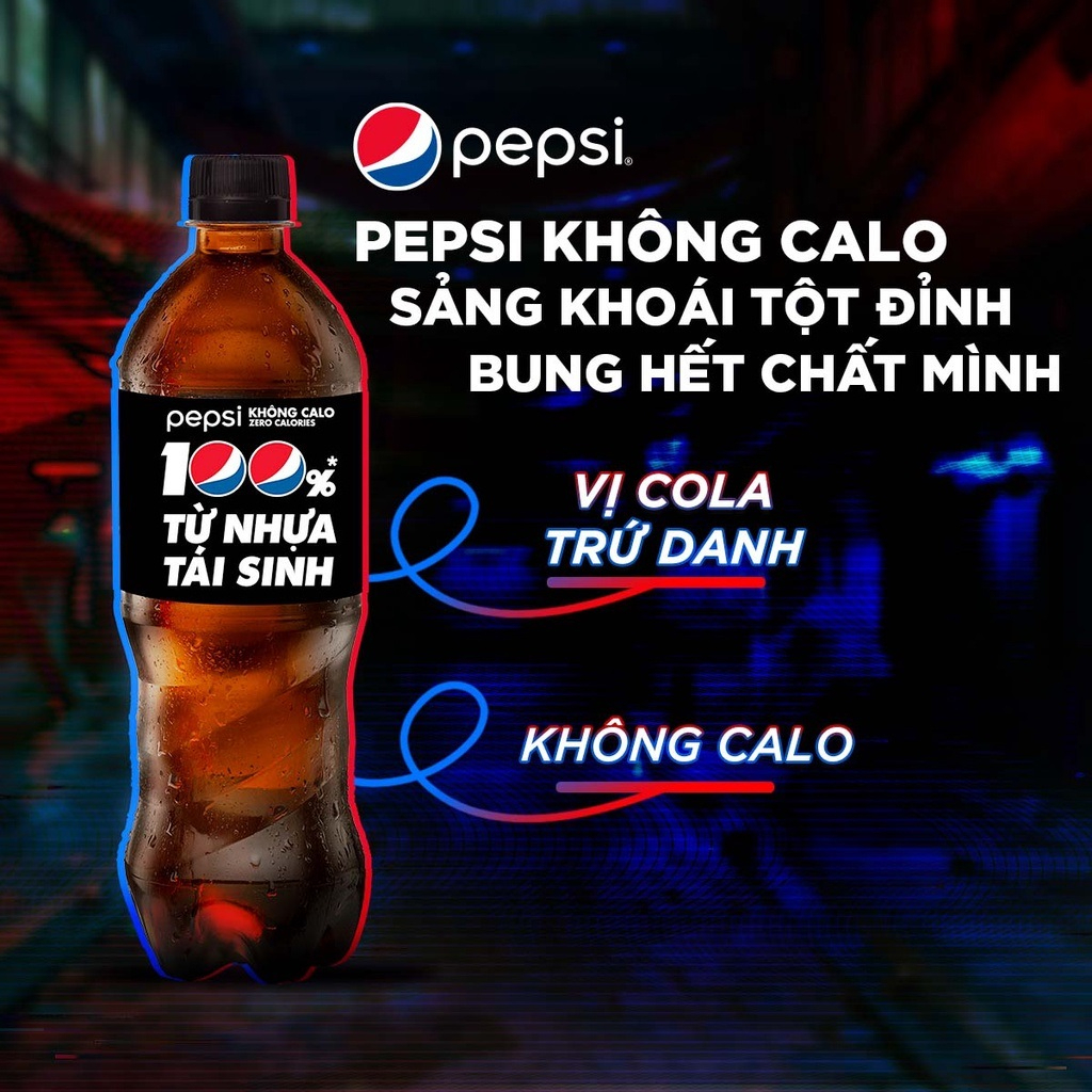 Ảnh [HỎA TỐC]Thùng 24 Chai Nước Ngọt Có Gaz Pepsi Không Calo (390ml /chai) 1