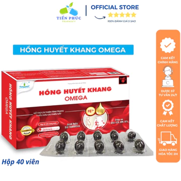 Viên uống bổ máu Hồng Huyết Khang Omega -Giúp bổ máu, sáng mắt, nổ sung sắt và DHA cho não Hộp 40 viên