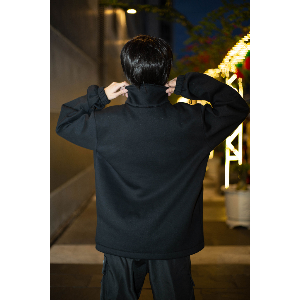 Áo Khoác Nam Nữ Unisex Form To Oversized Cổ Lọ Nỉ