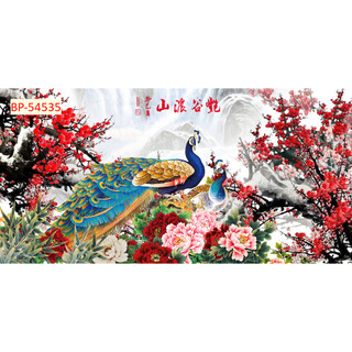 Tranh Dán Tường Chim Công, chim Cò 3D Sang Trọng