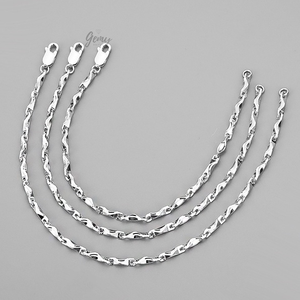 Vòng tay nam bạc lắc mắt xích hộp chữ nhật nhiều size đơn giản, cá tính, unisex | GEMY SILVER VTN4