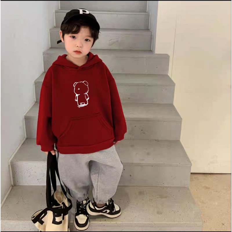 Áo Hoodie nỉ lót lông có mũ bé trai phong cách hàn quốc cho bé 1-10 tuổi 10-35 kg
