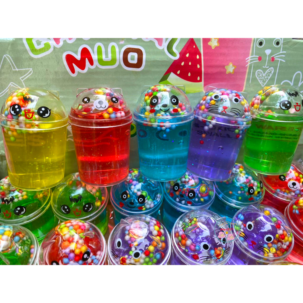 [TÁCH LẺ 1 HỘP] Slime CỐC TRÀ SỮA MÈO XỐP 11 màu cực đẹp Đồ chơi hũ slam chất nhờn ma quái squishy