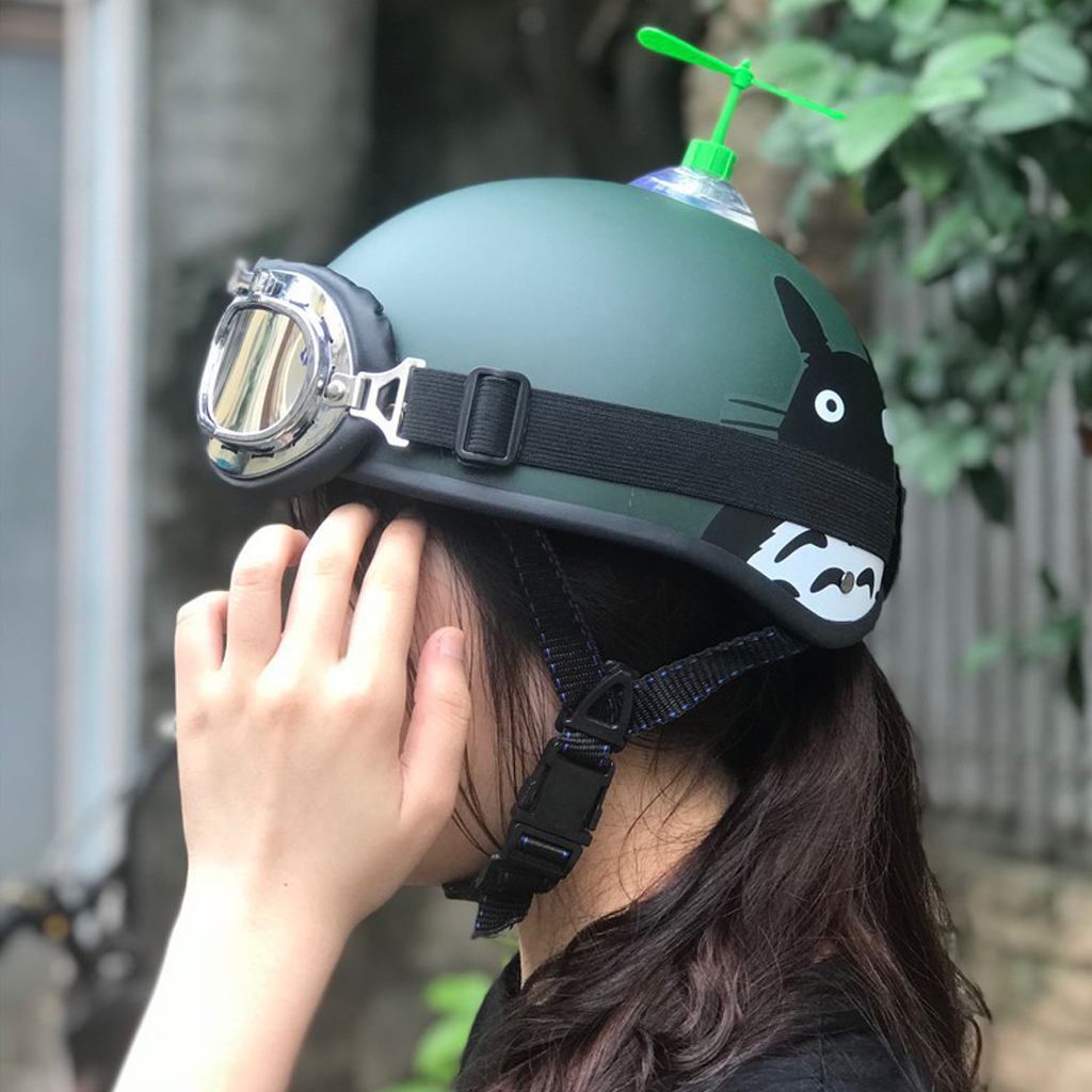 Ảnh Mũ bảo hiểm xe máy Hpro Helmet thời trang, họa tiết Mèo Totoro cute, kiểu dáng nửa đầu 1/2 Freesize (55-59cm) 4