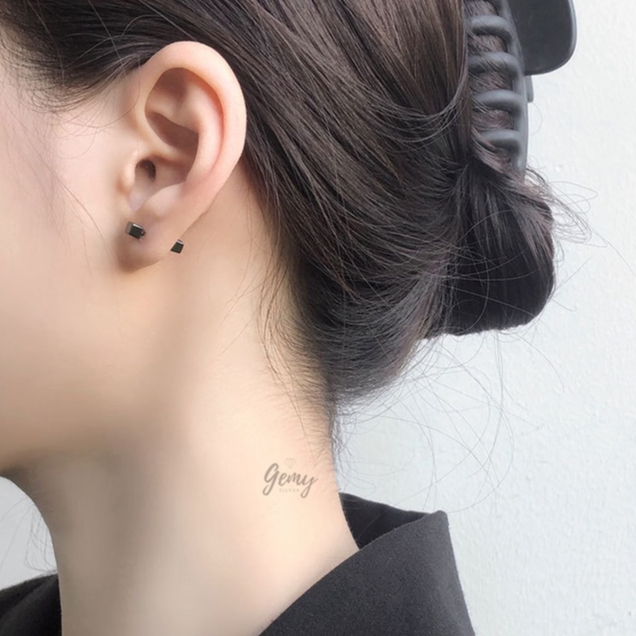 Khuyên tai nam nữ bạc 925 hình vuông lập phương chốt vặn 3 màu unisex (1 chiếc) | GEMY SILVER KN75