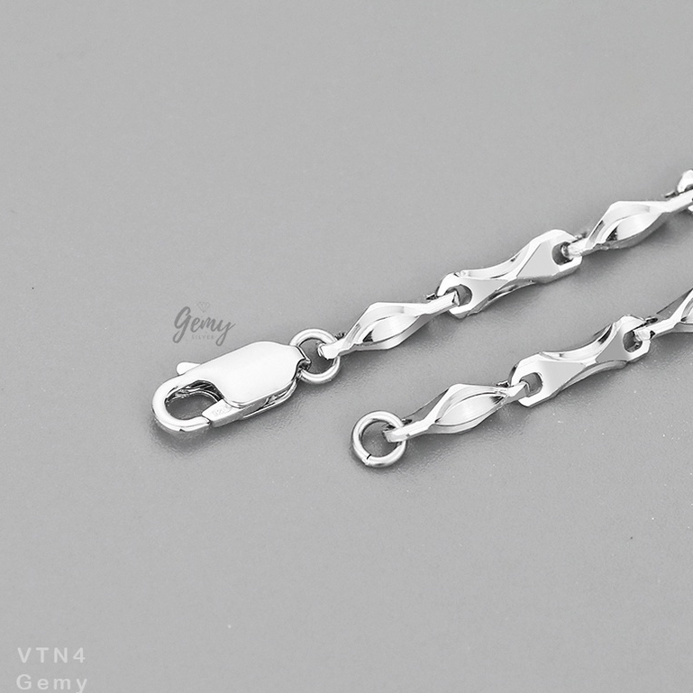 Vòng tay nam bạc lắc mắt xích hộp chữ nhật nhiều size đơn giản, cá tính, unisex | GEMY SILVER VTN4