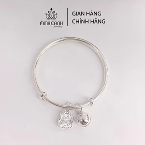 Vòng Bạc Mèo Thần Tài Có Khắc Tên Cho Bé - Minh Canh Jewelry