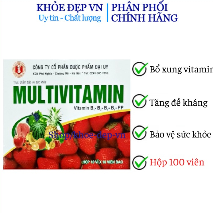 Multivitamin Đại Uy - Giúp Bổ Sung Vitamin B1, B2, B5,B6,PP, Tăng Cường ...