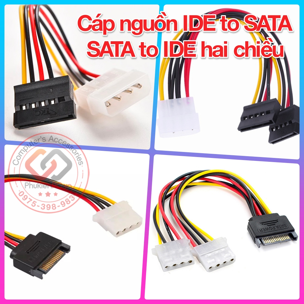 Dây cáp IDE ATA sang SATA, SATA sang ATA IDE cho Ổ cứng HDD SSD, FAN ...