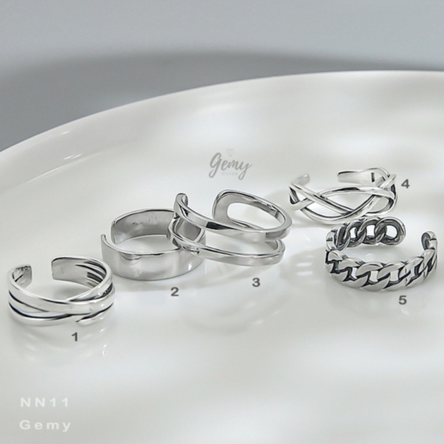 Nhẫn basic nhiều mẫu nam bạc nguyên chất đơn giản, phong cách unisex | GEMY SILVER NN11