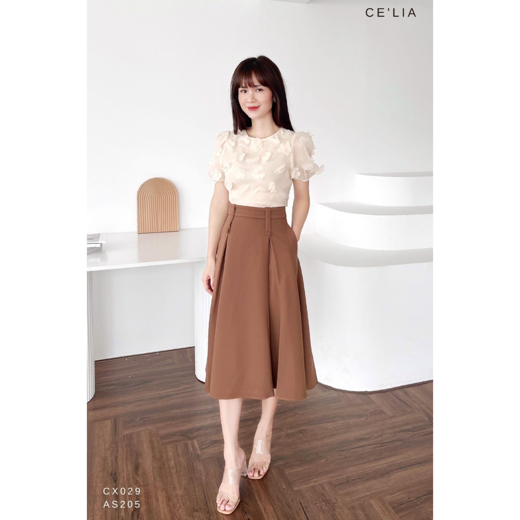 chân váy xếp ly, chân váy dáng dài chất tuyết mưa cao cấp CELIA