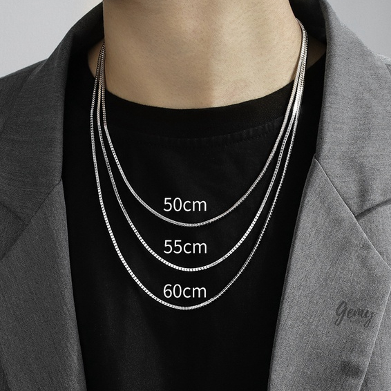 Dây chuyền nam bạc 925 vòng cổ xi bạch kim vàng trắng thiết kế trơn không mặt phong cách unisex | GEMY SILVER VCN9