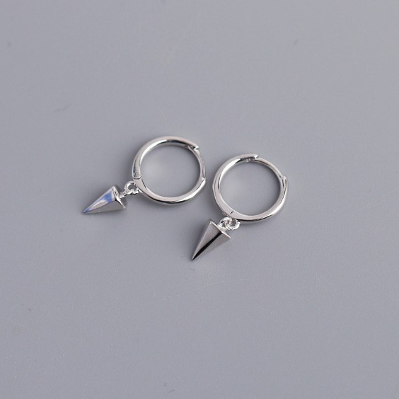 Khuyên tai nam tròn bạc 925 hình mũi đinh nhỏ 2 màu bạc đen thiết kế đơn giản, cá tính unisex(1 chiếc)| GEMY SILVER KN23