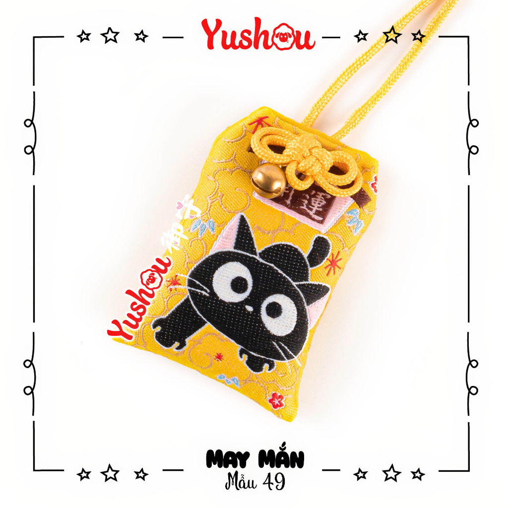 Túi Phước Yushou May Mắn Mèo Kiro - Kiểu Omamori Nhật, Có sẵn, Quà tặng ý nghĩa.