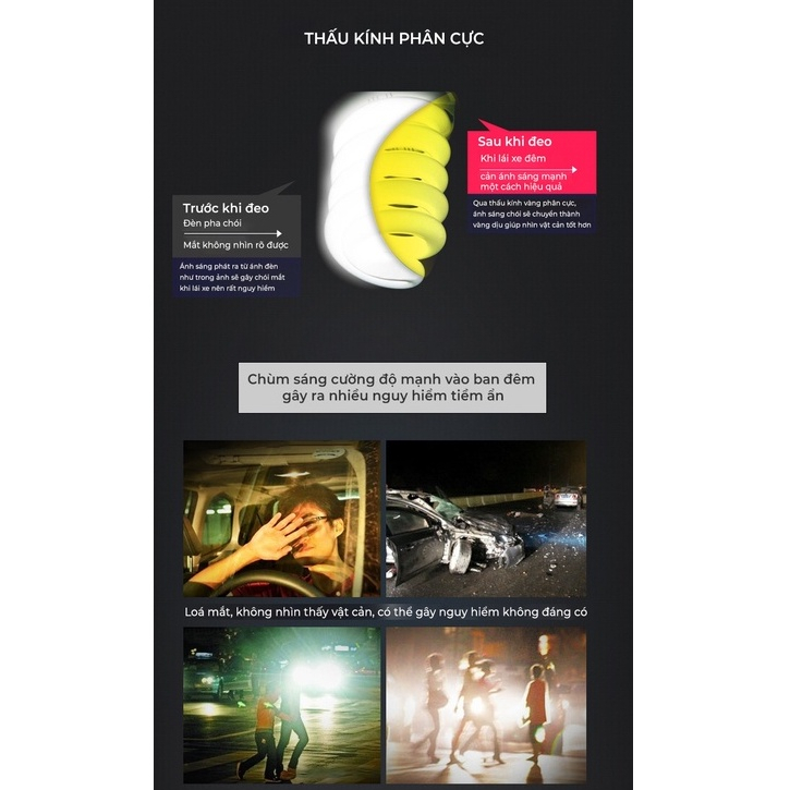 Ảnh Kính Phân Cực Nam Nữ Thời Trang AORON Mắt Vàng Nhìn Xuyên Đêm HD Night Vision Hạn Chế Chói Lóa Ô Tô Trời Tối 3