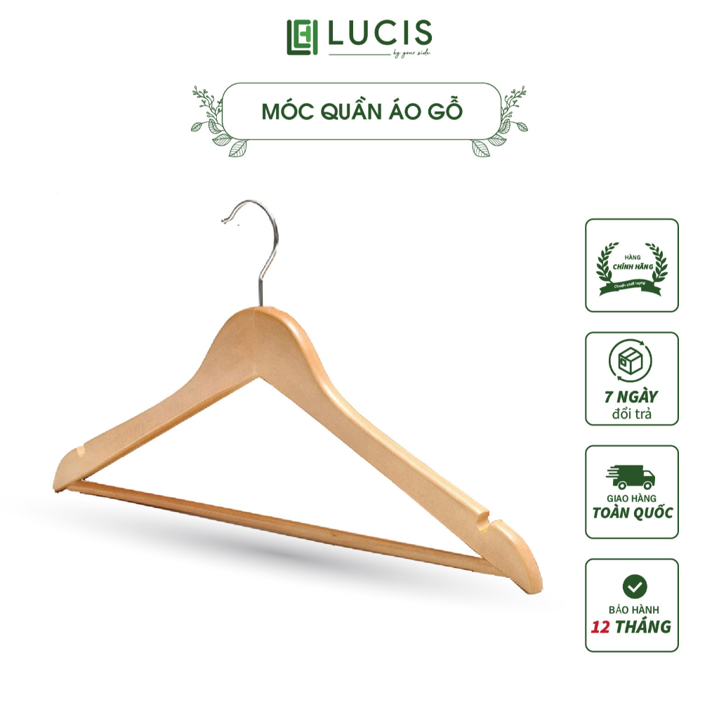 [Mã BMLTB200 giảm đến 100K đơn 499K] Móc treo quần áo gỗ LUCIS phong cách Hàn Quốc